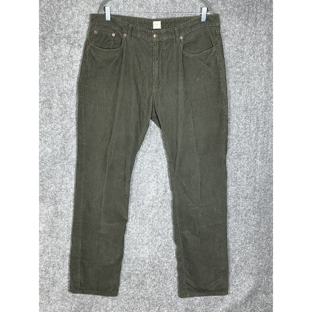 Lands End Canvas Straight Fit Corduroy Jeans Mens Size 38x34 Green Cotton